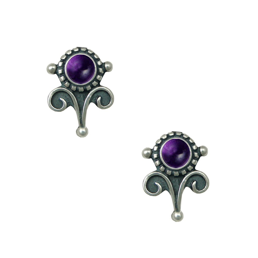 Sterling Silver Petite Amethyst Post Stud Earrings